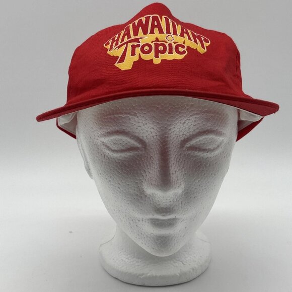 Vintage Hawaiian Tropic Patch Snapback Hat Cap Red Yellow Print - Picture 3 of 9